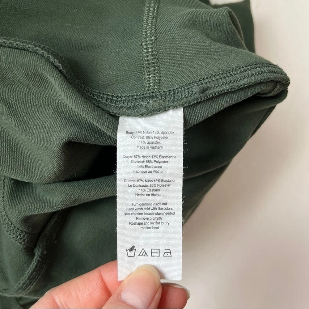 alo Yoga Olive Green Sheer Panel Yoga Leggings
